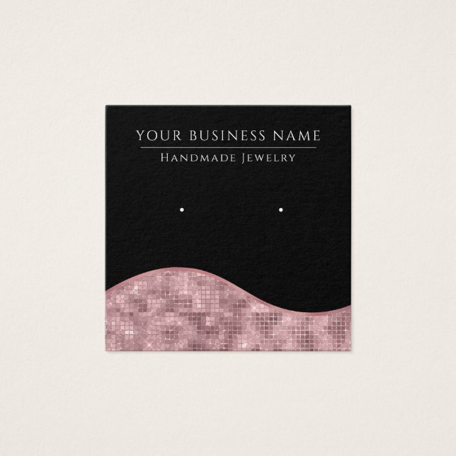 Square Pink Black Glam Earring Display Cards (Vorderseite)