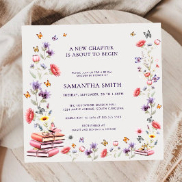 Square Poppy & Lavender Book Theme Bridal Shower Einladung