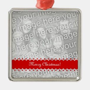 Square premium Christmas photo ornament