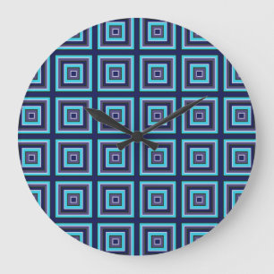Square Prismen Navy Türkis Lila Green White Große Wanduhr