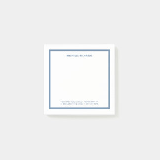 Square Professional Dusty Blue Border Stationery Post-it Klebezettel