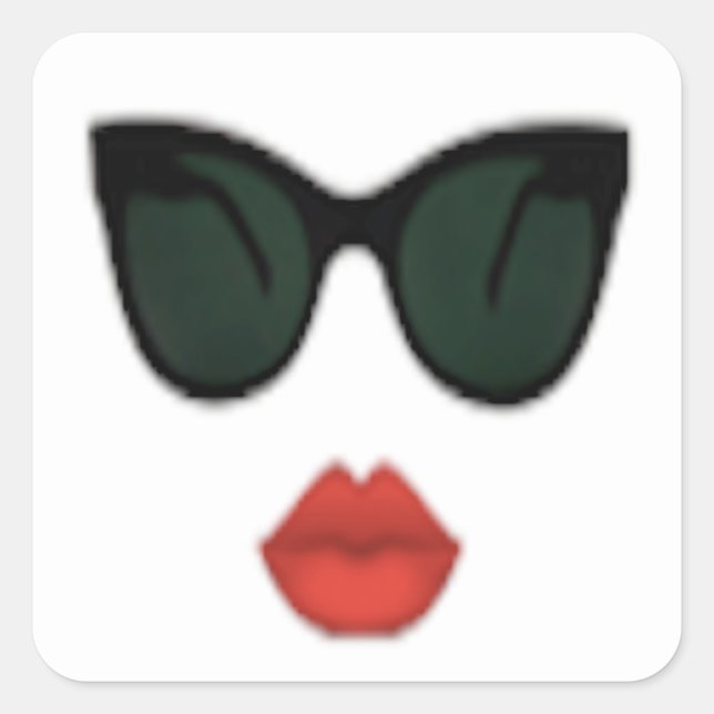 Square Red Lips Kiss Stickers (Vorderseite)