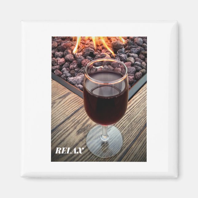SQUARE REFRIGERATOR MAGNET WINE GLASS FIRE PIT (Vorne)