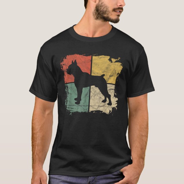 Square Retro Boxer Owner Gift Dog Boxer Dad Mom  f T-Shirt (Vorderseite)