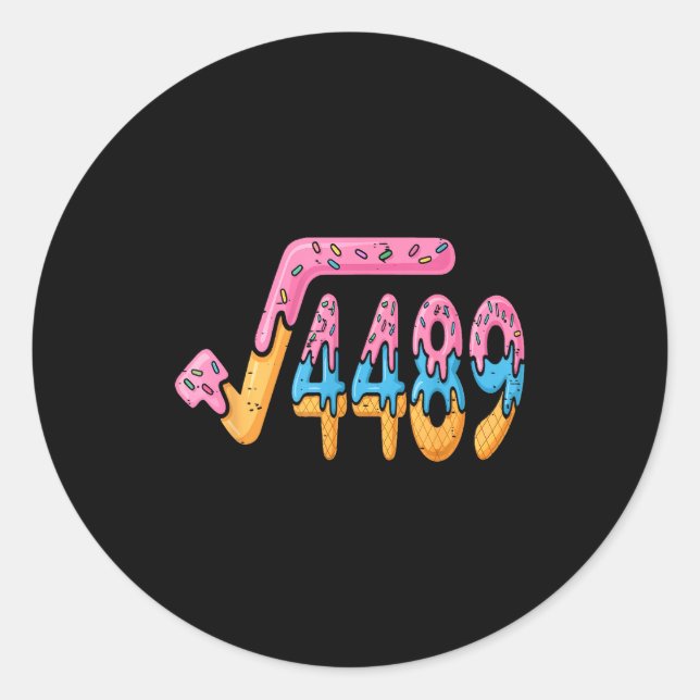 Square Root 4489 Ice Cream Slang Math 67 Six Seven Runder Aufkleber (Vorderseite)