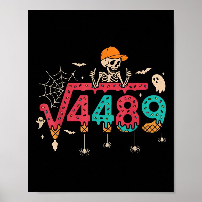 Square Root 4489 Math Teacher Funny 67 Meme Hallow Poster (Vorne)