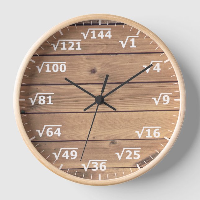 Square Root Clock - Imitate Wood Math Clock Uhr (Vorderseite)
