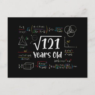 Square Root of 121 11. Geburtstag 11 Jahre Alte Ge Feiertagspostkarte