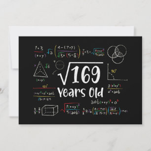Square Root of 169 13 th Birthday 13 Year Old Gift Einladung