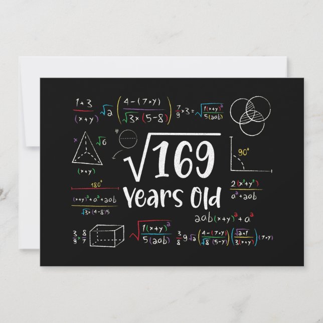 Square Root of 169 13 th Birthday 13 Year Old Gift Einladung (Vorderseite)