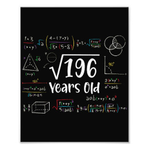 Square Root of 196 14. Geburtstag 14 Jahre Alte Ge Fotodruck