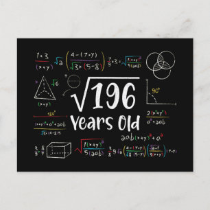 Square Root of 196 14. Geburtstag 14 Jahre Alte Ge Postkarte