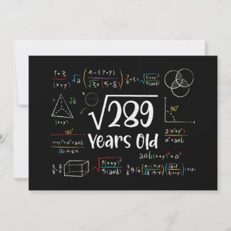 Square Root of 289 17. Geburtstag 17 Jahre Alte Ge Einladung