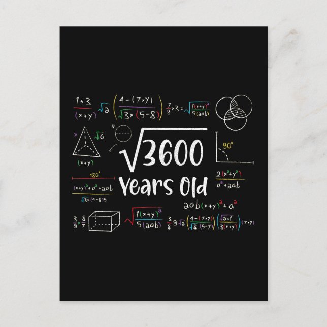 Square Root of 3600 60th Birthday 60 Year Old Gift Postkarte (Vorderseite)