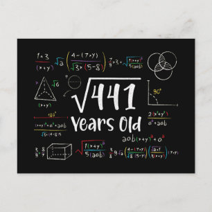 Square Root of 441 21. Geburtstag 21 Jahre Alte Ge Feiertagspostkarte