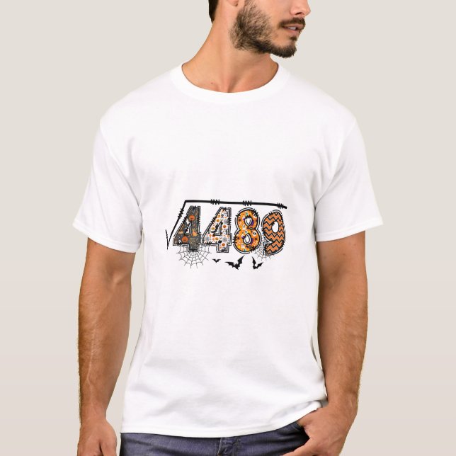 Square Root Of 4489 Funny Halloween 67 Meme Math T T-Shirt (Vorderseite)