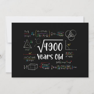 Square Root of 4900 70th Birthday 70 Year Old Gift Einladung