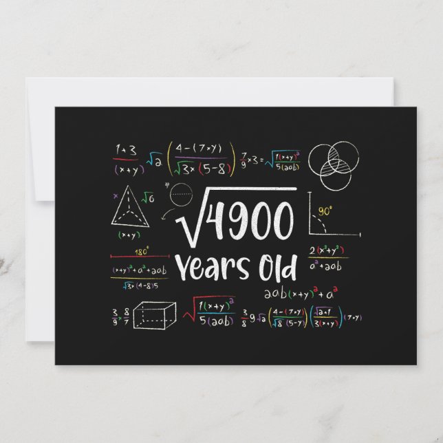 Square Root of 4900 70th Birthday 70 Year Old Gift Einladung (Vorderseite)