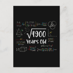 Square Root of 4900 70th Birthday 70 Year Old Gift Feiertagspostkarte