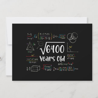 Square Root of 6400 80th Birthday 80 Year Old Gift Einladung