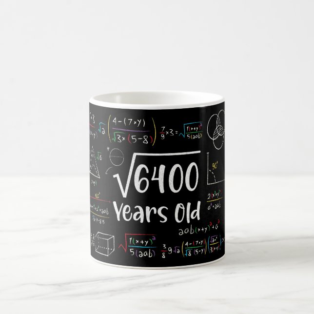 Square Root of 6400 80th Birthday 80 Year Old Gift Kaffeetasse (Mittel)