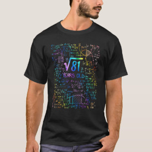 Square Root of 81 9. Geburtstag 9 Jahre alt Mathe T-Shirt
