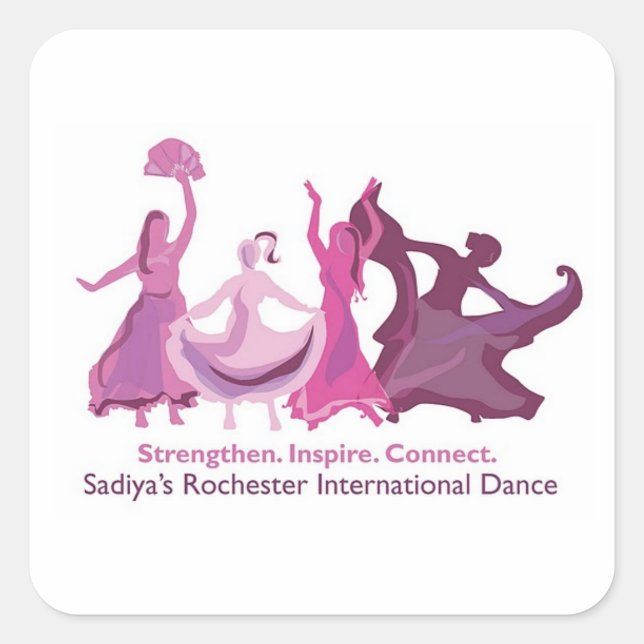 Square Sadiyas Rochester International Dance Quadratischer Aufkleber (Vorderseite)
