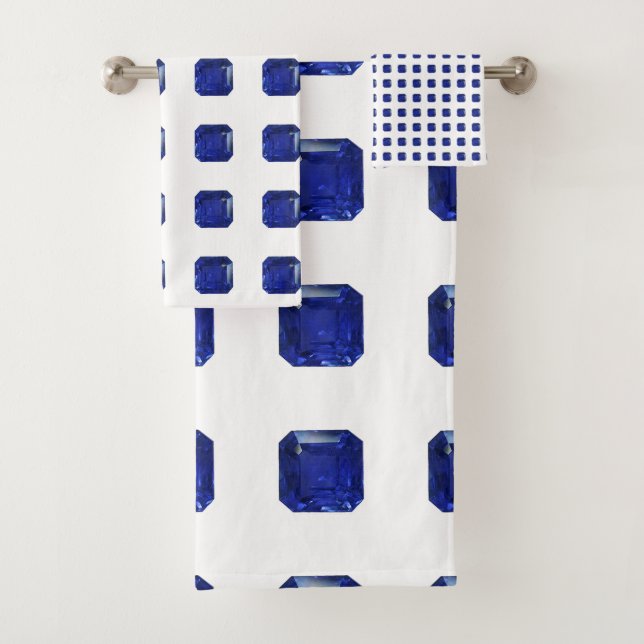 Square Sapphire Gemstone Blue Badhandtuch Set (Insitu)