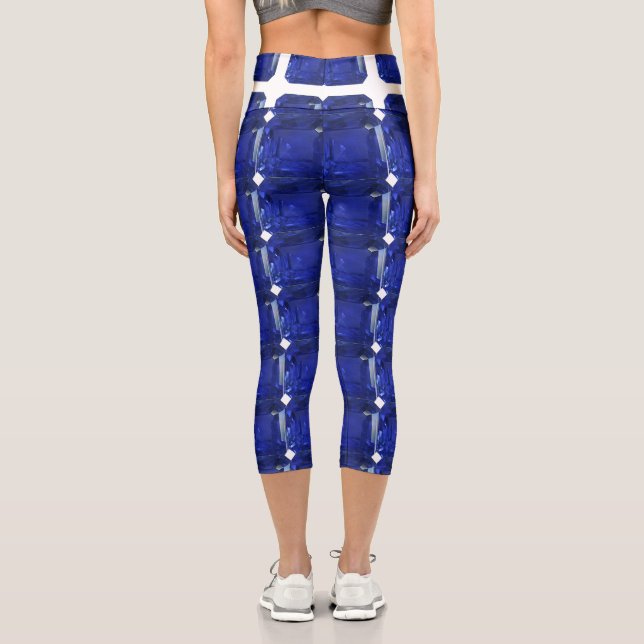 Square Sapphire Gemstone Blue Capri Leggings (Rückseite)