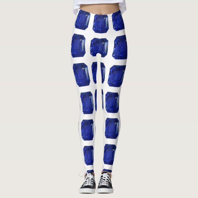 Square Sapphire Gemstone Blue Leggings (Vorderseite)