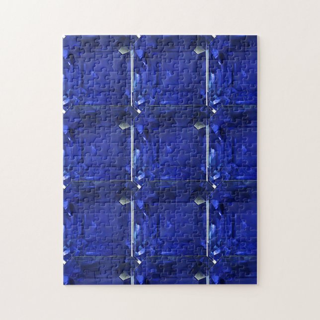 Square Sapphire Gemstone Blue Puzzle (Vertikal)