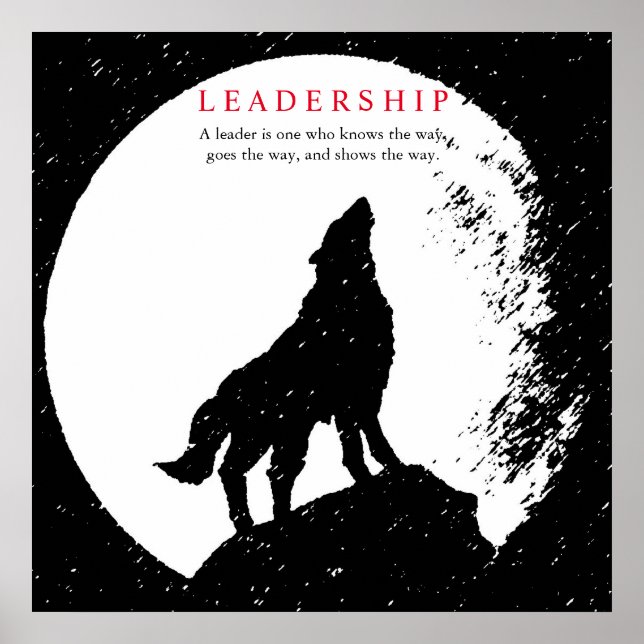 Square Schwarz-weiß Inspiration Leadership Wolf Poster (Vorne)