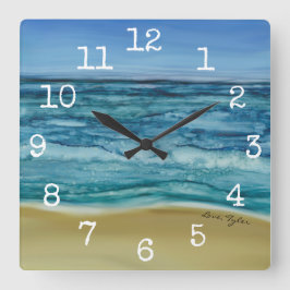 Square Shaped Clock "Beach Scene" Quadratische Wanduhr