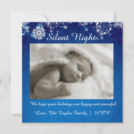Square Silver Night Blue White Chrismas Card Feiertagskarte