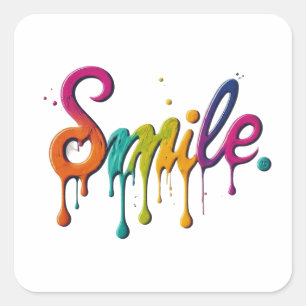 Square Smile Design Quadratischer Aufkleber