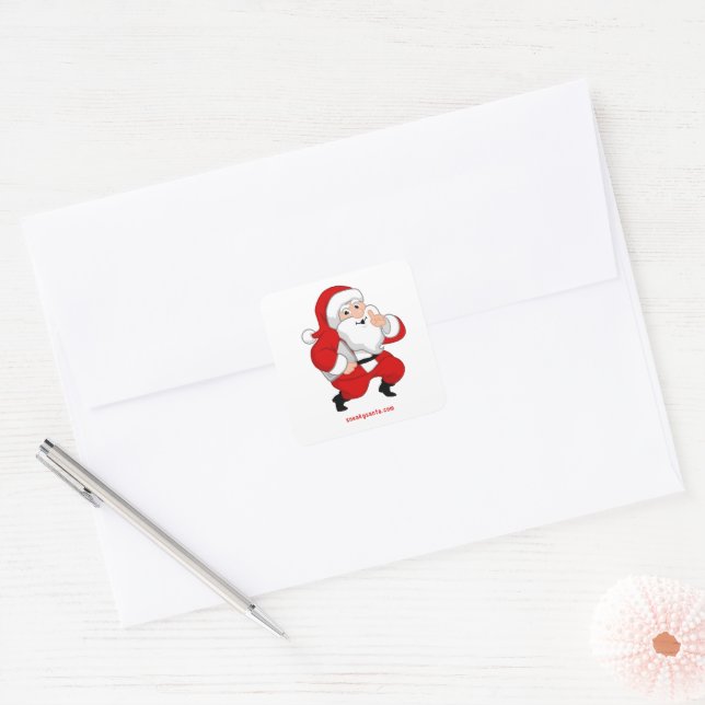 Square Sneaky Santa Stickers (Umschlag)