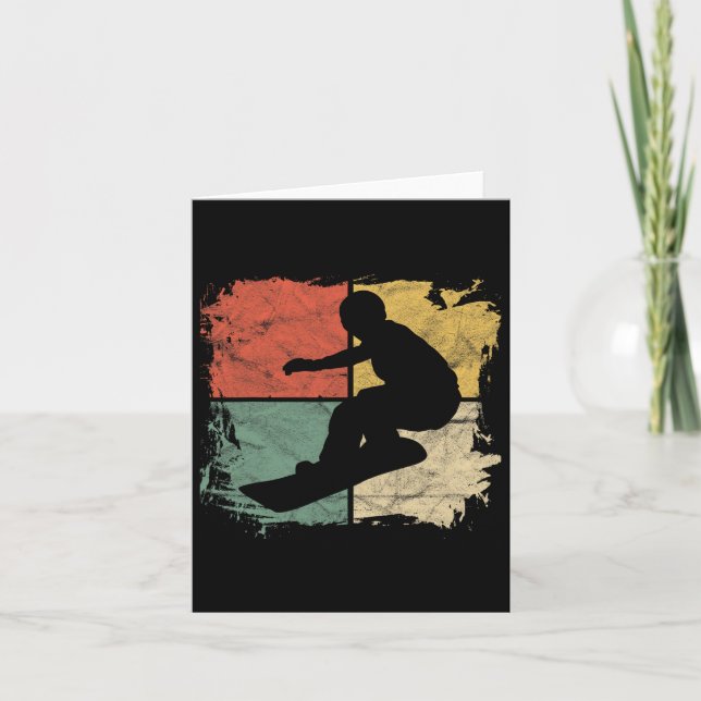 Square Snowboarder Silhouette Geschenk Retro Snowb Karte (Vorderseite)