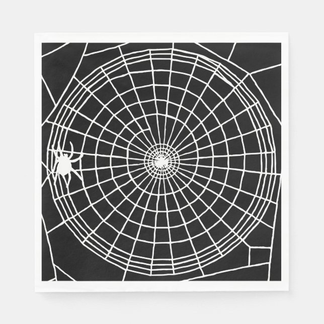 Square Spider Web, Beängstigendes Halloween-Design Serviette (Vorderseite)