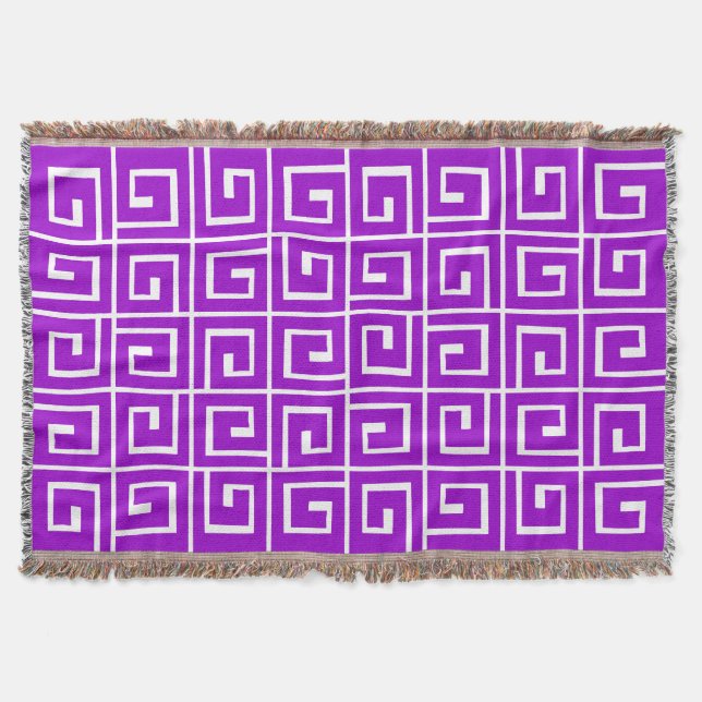 Square Spirals - Lila auf White Decke (Vorderseite)