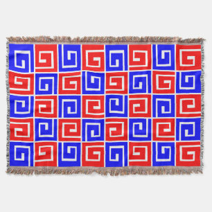 Square Spirals - Rot und Blau auf Weiß Decke