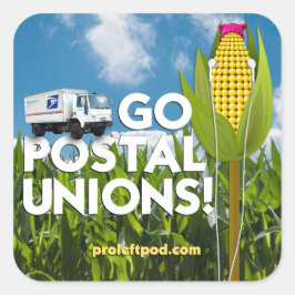 Square Stickers (6/pg) - Go Postal Gewerkschaften!