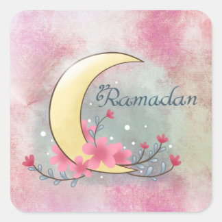 Square Stickers ramadan Blume Mond