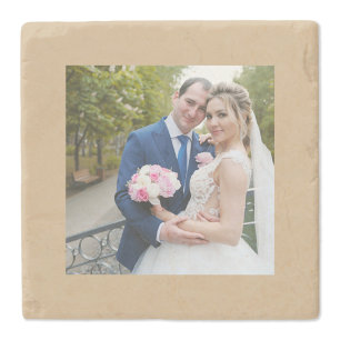 Square Tan Border Foto Steinuntersetzer