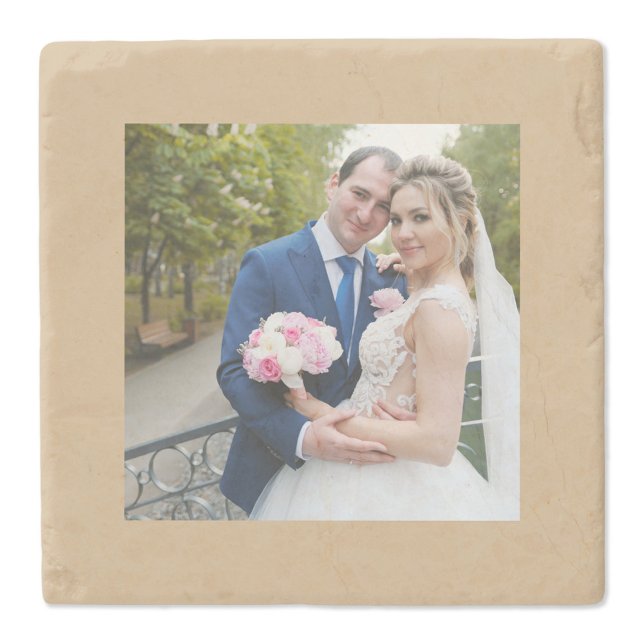 Square Tan Border Foto Steinuntersetzer (Von Creator hochgeladen)