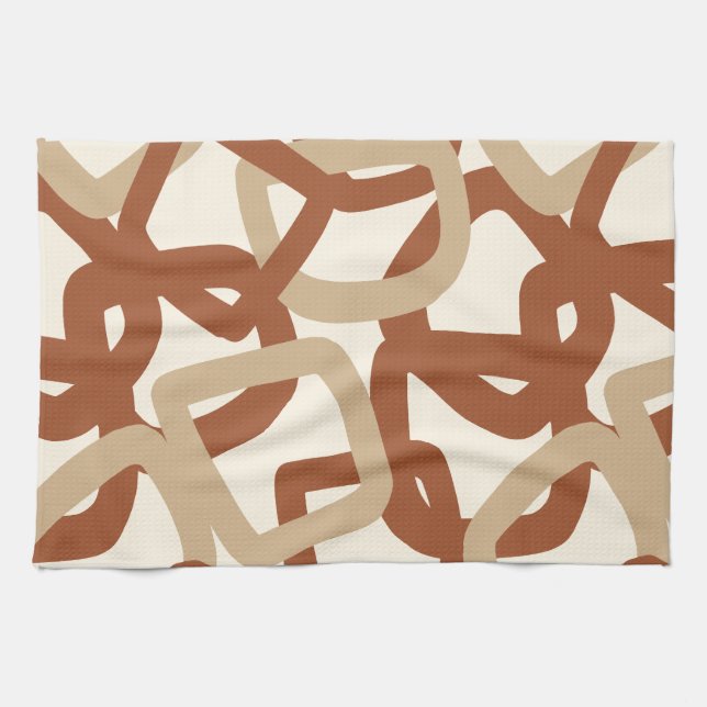 Square Tangle Burnt Sienna Cream Geschirrtuch (Horizontal)