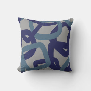Square Tangle Navy Blue Kissen