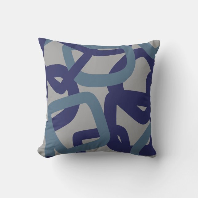 Square Tangle Navy Blue Kissen (Vorderseite)