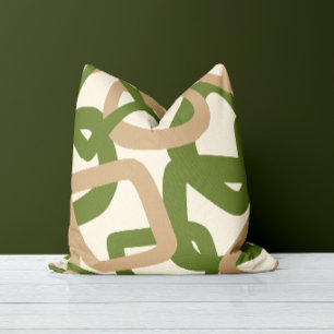 Square Tangle Olive Green Kissen