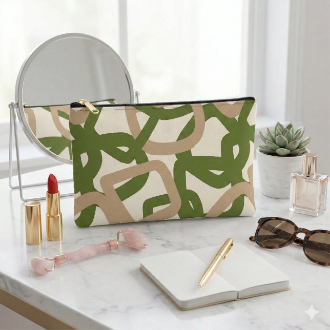 Square Tangle Olive Green Zubehörtasche (Von Creator hochgeladen)