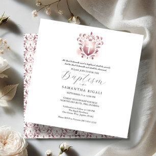 Square Taufen Einladungen Religiöse Rosa